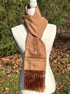 Fransen Rebozo Chalina Schal Halstuch Handwebstuhl Sta. Maria Mexico 6,2x2 Braun SM18 - Bild 1 von 8