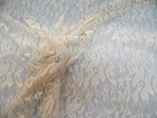 Discount Fabric Stretch Mesh Lace Ivory Floral Sheer A101