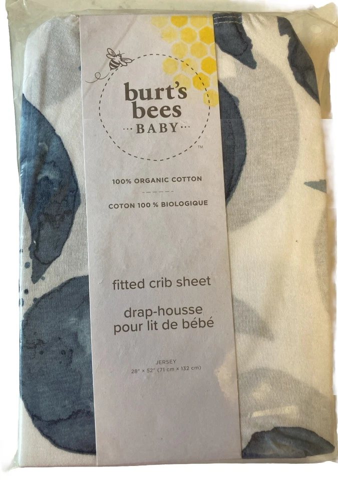 (1) Sábana bajera ajustable de algodón orgánico para bebé Burt's Bees Hello Moon - Nueva en paquete. Foto 1 de 3