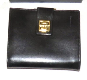 Givenchy Vintage Black Leather Extra Size French Purse - in Box - Picture 1 of 6
