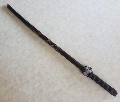 Hand-made 39" Japanese Samurai Training Sword Katana,Black Engraved Dragon style - Image 1 of 4