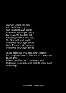 Rudimental - These Days - Black Typewriter Art Print - A4 Size