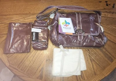 Kalencom Laminated Buckle Bag Corduroy Bottle Bag Zip Pouch Changing Pad Brown - Image 1 of 4