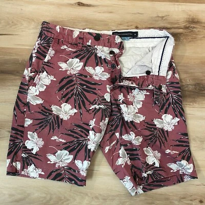 Pantalones Cortos French Connection Para Hombre 30 Rojo Estampado Floral Botón Mosca Frente Plano 10" Foto 1 de 4
