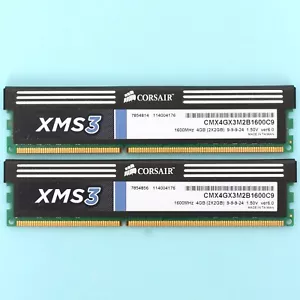 Corsair 4GB DDR3 RAM XMS3 (2x 2GB) 12800 1600Mhz CL9 Desktop 240 Pin Memory - Picture 1 of 2