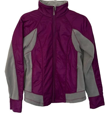 Tek Gear 夹克混合媒体紫色灰色女式圆形底部拉链口袋中号 — 第 1/4 张图片