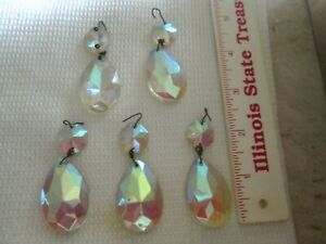 Lot Vintage 5 Large Hanging Glass Crystal Faceted Prisms Rainbow Crafts 2 1/2"