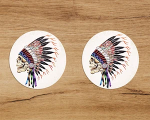 Paquete de 2 calcomanías premium Grateful Dead Indian Chief 3 pulgadas Jerry García - Imagen 1 de 4