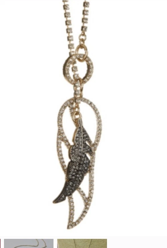 Betsey Johnson Goldtone Angels and Wings Pave' Feather Wing Lariat Necklace