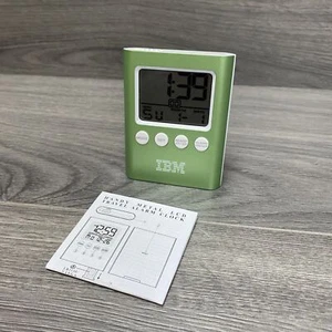 IBM Handy Metal Travel LCD Alarm Clock Green Digital Battery Operated - Picture 1 of 8