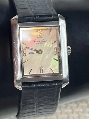 Reloj KENNETH COLE Todo Acero Inoxidable Pequeño Correa Cuero Negro KC2355 Foto 1 de 4