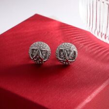 Valentino V logo Signature Silver Earrings in Metal and Pearls Crystals