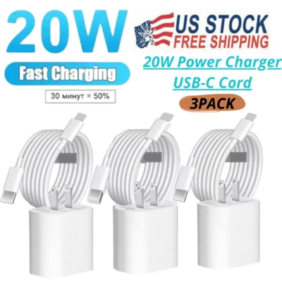 3PACK 20W USB C Fast Wall Charger PD Power Adapter For iPhone 13/12/11/14 iPads - Image 1 of 4