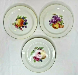Porsgrund Norway Bread Dessert Plates No. 55 Various Fruit Multi Color Gilded  - Picture 1 of 12