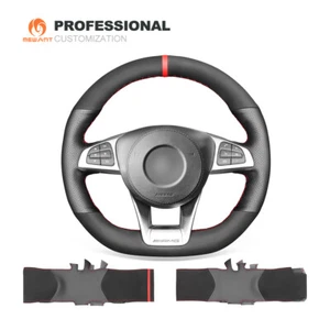Cuero Auténtico Gamuza Coche Cubierta Volante Para Benz C190 R190 W205 C117 C218 - Imagen 1 de 9