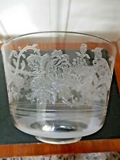 Antique Lampshade Etched Bird Flower Clear Glass Oil Lamp Shade Uplighter