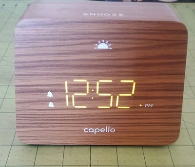 Capello Digital Moderno Reloj de Manto Acabado Madera de Alondra Doble Alarma Adaptador de Pared  Foto 1 de 4