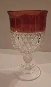 Vintage Indiana Glas Rubin geblitzt Diamant Spitze Wein Wasser Kelch - Bild 1 von 4