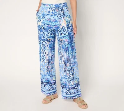Denim & Co. Women's Petite Pants PXL Beach Jersey Full Multi-colored A678642 - Image 1 of 4