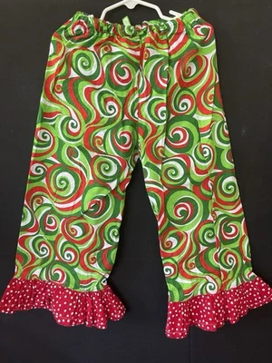 Pantalones con volantes de Navidad hechos a mano para niñas talla 4-5  Foto 1 de 4