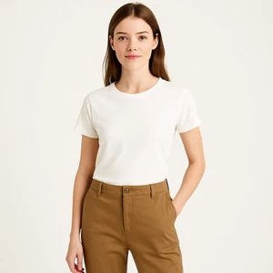 J.Crew High-Rise Girlfriend Chino Pants Women's Size 10 Khaki Tan Cotton Stretch - Picture 1 of 9
