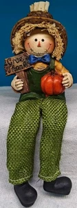 Boy Scarecrow With "Give Thanks" Sign Shelf Sitter Pre-Owned - Picture 1 of 9