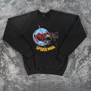 Vintage 1989 Spider-Man Sweatshirt XL Marvel Screen Stars USA Black Rare Comic - Picture 1 of 10