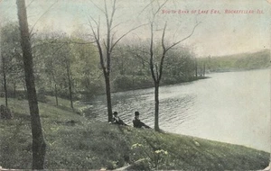 South Bank Of Lake Eara Rockefellar Area Mundelein Illinois 1908 Postcard - Picture 1 of 2