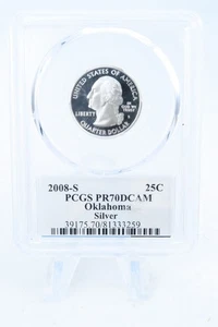 2008-S PCGS PR70DCAM Silver Oklahoma State Quarter Proof 25C - Picture 1 of 2