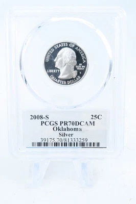 2008-S PCGS PR70DCAM Silver Oklahoma State Quarter Proof 25C - Image 1 of 2