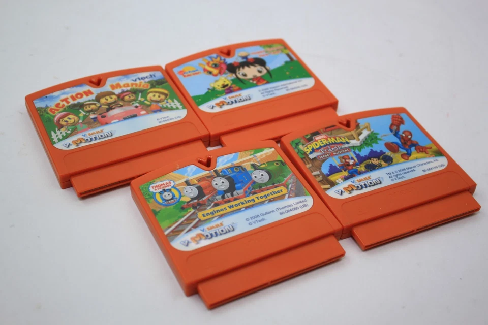 Lot Of 4 Vtech V.Smile V.Motion Games Thomas - Spiderman - Nihao -  Action Mania - Image 1 of 4