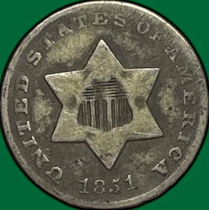 1851-O Three Cent Silver Trime Very Good VG Coin #29831 - Picture 1 of 3
