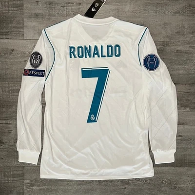 ADIDAS Real Madrid 2017-2018 Final Home Ronaldo #7 Player Version Long Sleeve Jersey