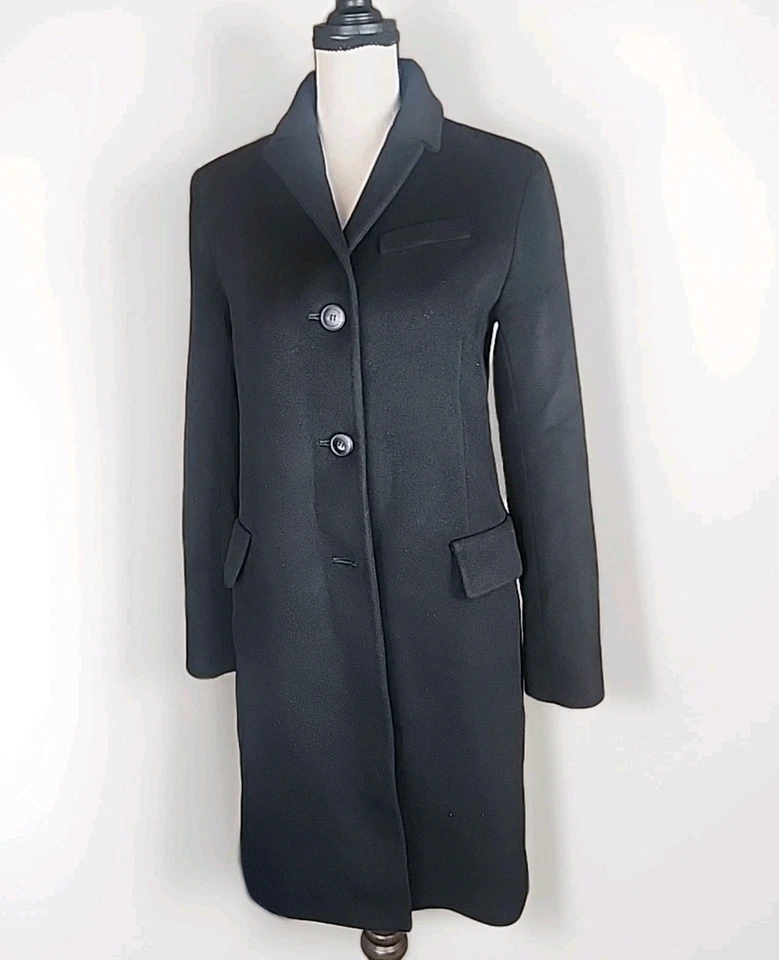 Fleurette Women’s 100% Cashmere Long Full Length Black Coat Size 2 - Image 1 of 4
