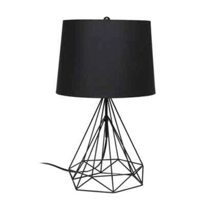 Elegant Designs Table Lamp 23.5" Geometric Led Wired Metal Plug-In Matte Black - Picture 1 of 2