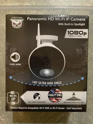 Night Owl Panoramic HD Wi-Fi IP 1080P Camera WM-CAM-WAWNP2L - 816522023751 - Image 1 of 4