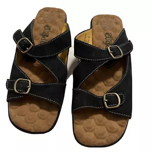 Sandali Cobbie Coddlers donna mocassini piatti in pelle nera a croce taglia 8 - Foto 1 di 7