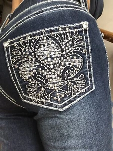 Apt. Mujer 9 Pantalones de mezclilla Bling Bootcut ajustados cintura tiro medio 4 NUEVOS (28” X31”) NUEVOS - Imagen 1 de 10