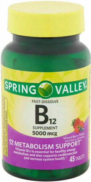 Spring Valley 6391865 Berry Vitamin B12 Supplement Tablet - 45 Capsules