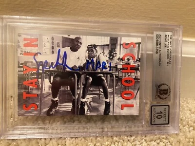 1991 Nike Michael Jordan Spike Lee "Mars" Stay In School Autograph Card BGS 10 - Image 1 of 3