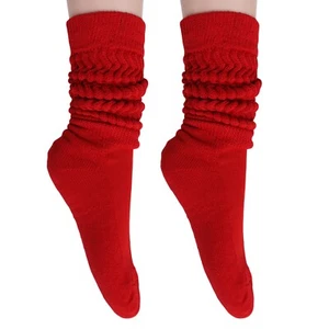 Women's Extra Long Slouch Scrunch Socks Knee High Cotton Blend 2 Pack 29 Colors - Picture 1 of 335