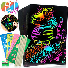 60 Pcs Scratch Paper Art For Kids Magic Rainbow Off Set Crafts Arts Supplies Kit