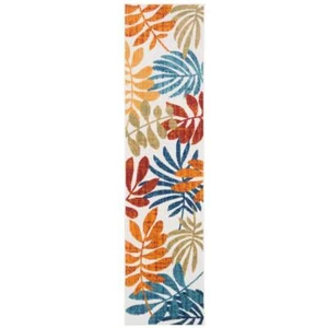 SAFAVIEH Area Rug 2'X14' Runner Geometric Palm Leaf Polypropylene Cream/Red - Picture 1 of 7