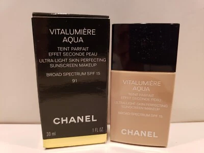 Chanel ~ Vitalumiere Aqua~Ultra Light Skin Perfect Makeup BS SPF 15 ~ 91 ~ NIB - Image 1 of 2