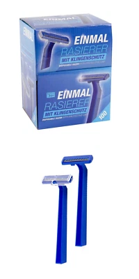 TEQLER Einmalrasierer zweischneidig (2-Klingen), rostfrei, BLAU 100 Stück