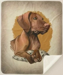 Vizsla Dog Breed Artistic Portrait Profile Sherpa Fleece Throw Blanket - Picture 1 of 5