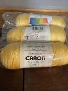 3- Caron Simply Soft Medium Weight Acrylic Yarn Color Sunshine #97003 - Picture 1 of 1