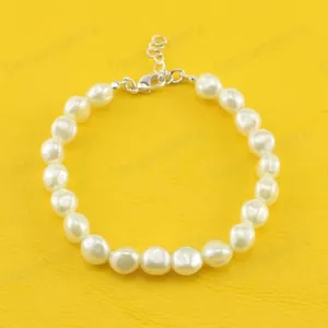 PULSERA DE PERLAS CREMA ajustable perlas formales clásicas chapadas en oro/plata novia - Imagen 1 de 9