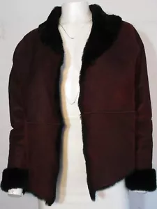 Haute Hippie Burgundy/Black Open Shearling size Large - Picture 1 of 6