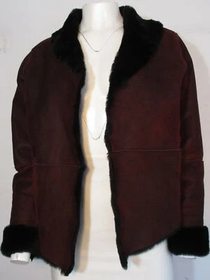 Haute Hippie Burgundy/Black Open Shearling size Large - Image 1 of 4